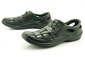 KENT 113 CZARNE - Skórzane buty męskie idealne na lato