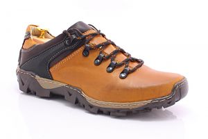 KENT 116 ŻÓŁTE - Trekkingowe buty męskie 100% skórzane