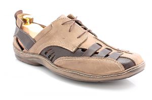 KENT 086 BRĄZ - Bardzo wygodne letnie buty ze skóry naturalnej