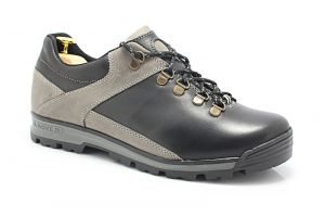 KENT 290 CZARNY-SZARY - Trekkingowe buty męskie 100% skórzane