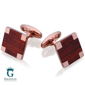 Spinki do mankietów Rose Gold/Wood UE-22650