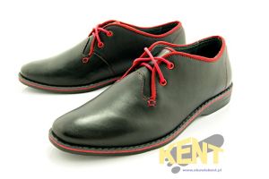KENT 501 CZARNO-CZERWONE - Męskie buty skórzane, najnowszy model