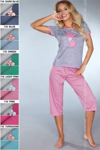 Piżama Caty 718 Grey-Pink (Szaro-różowa  odcień fuksji)